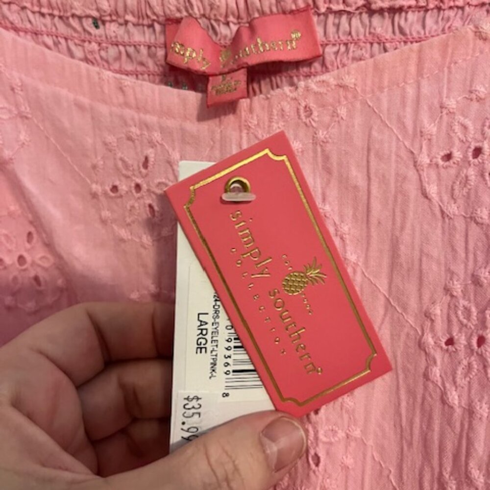 Simply Southern Pink Eyelet Dress NWT - Picture 3 of 4